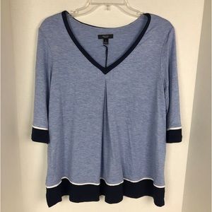 NWT Simply Vera Heather Blue High Low V-Neck Top